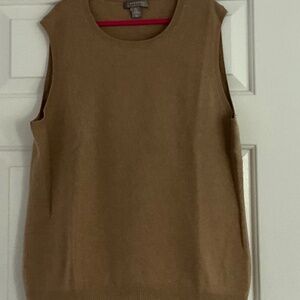 Cashmere by Charter Club Women’s Tan sleeveless Cardigan Size XL